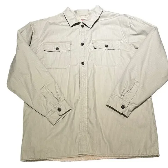 Levi's Khaki Cotton Ripstop Fabric XXL Fleece Lined Shacket - Picture 3 of 9